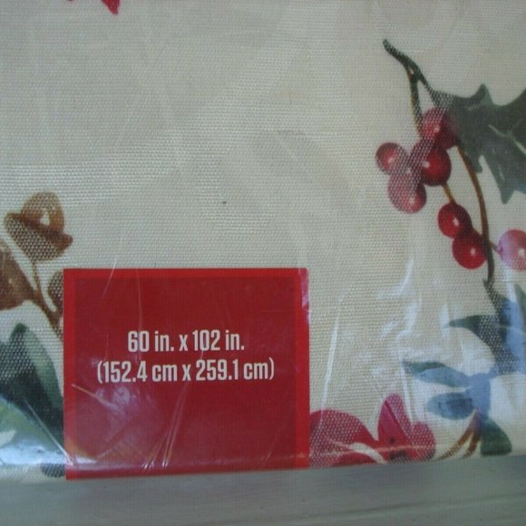60" x 102" OBLONG Fabric Tablecloth FOOD NETWORK Christmas Winter Juniper - Picture 6 of 8